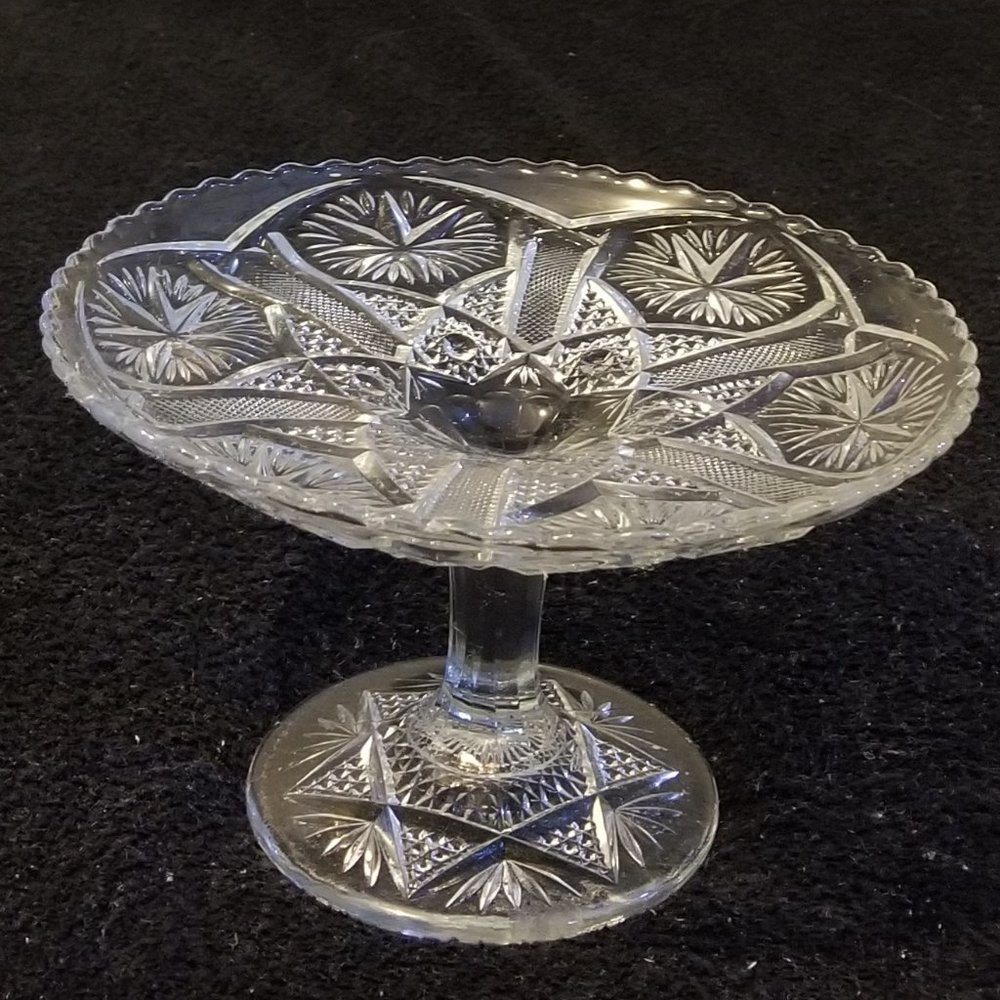 Cut Glass Pedestal Plate Vintage
